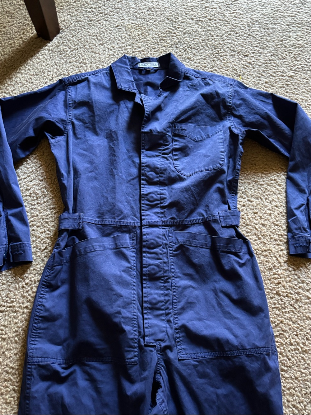 Alex Mill Cotton Jumpsuit Overalls Blue Wash Oversized Cargo Utility Size S - Picture 2 of 9